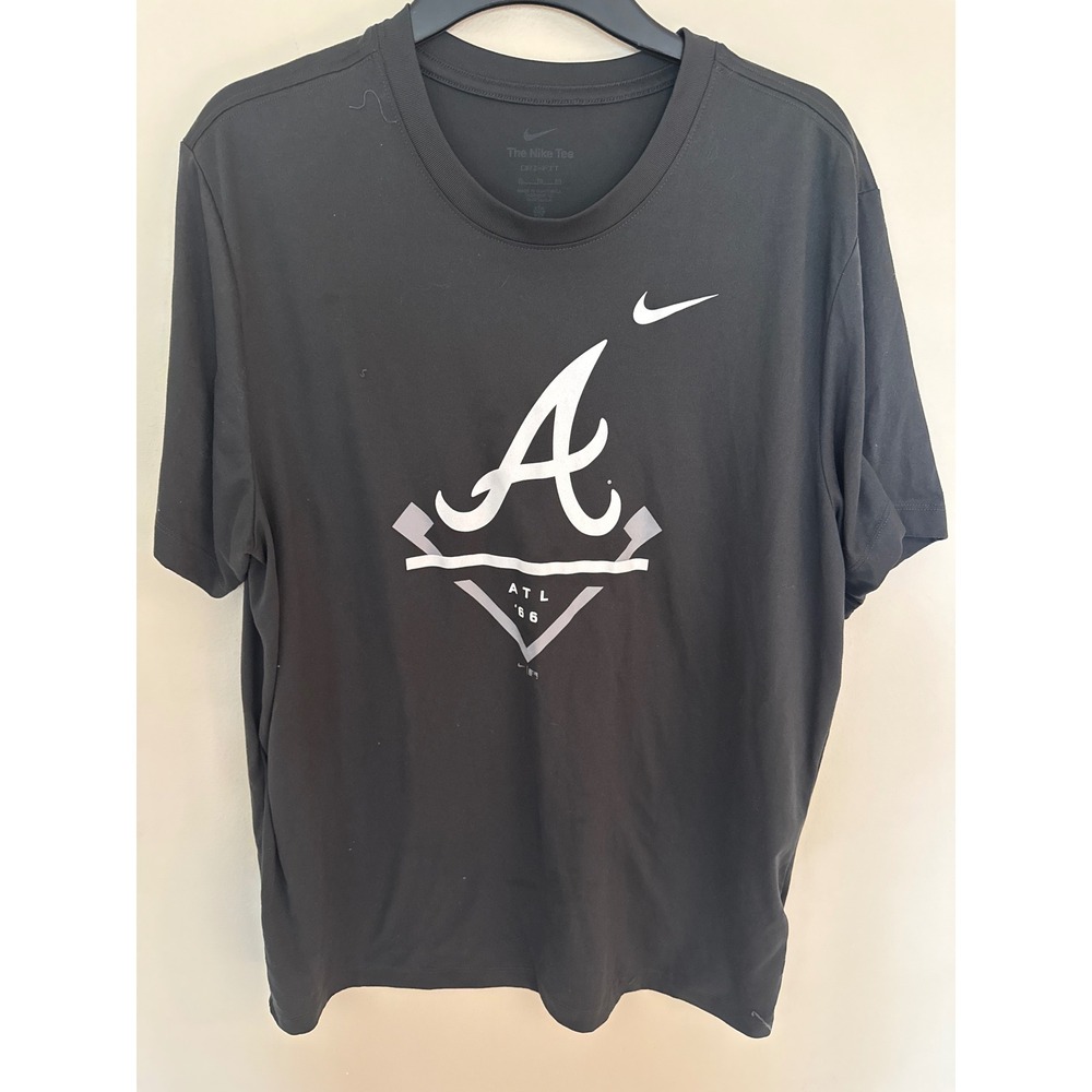 Nike Atlanta Braves Dri-FIT T-Shirt Mens XL Black MLB Tomahawk NKGK-06F
